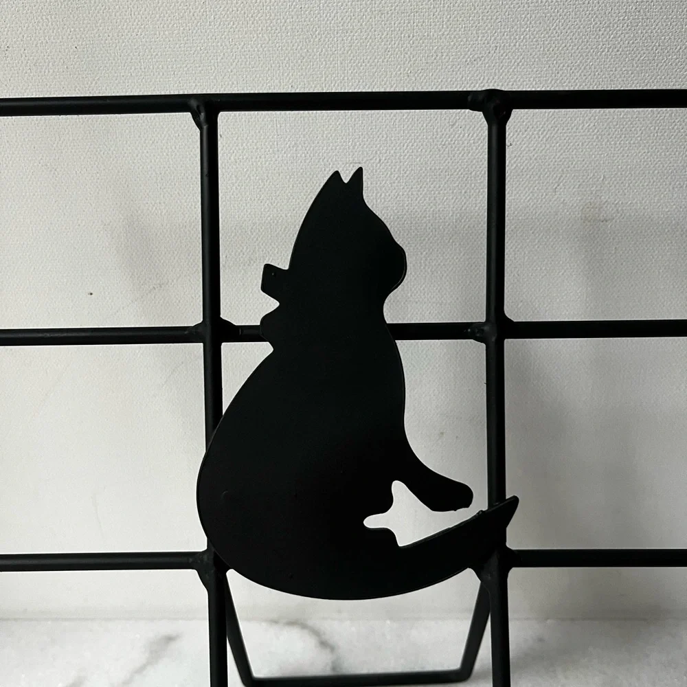 Black metal Cook Book Stand painting holder display with black cat…